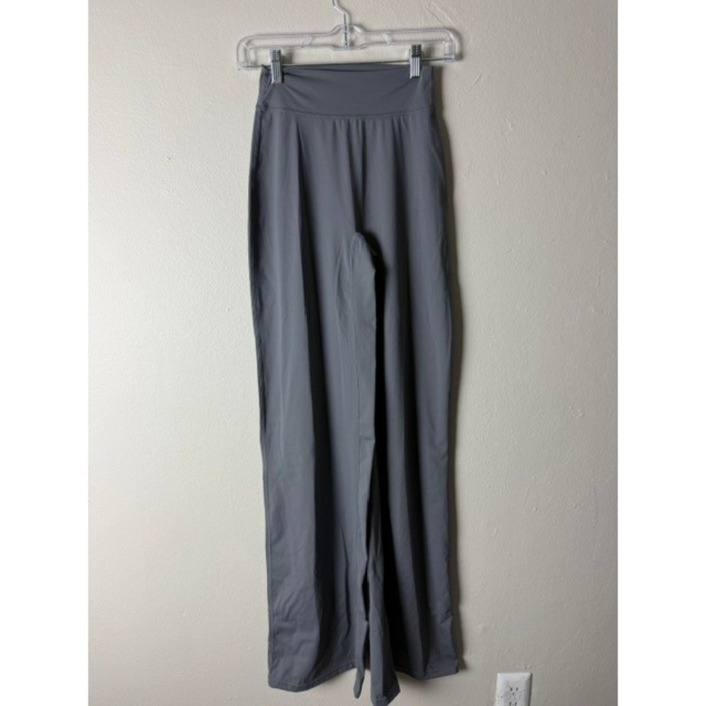 OQQ Gray High Waisted Wide Leg Yoga Pants Athletic Trousers Small